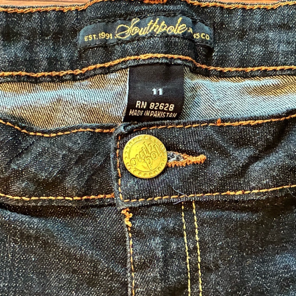 Y2K Southpole Women’s Dark Wash Bootcut Jeans Size 11 Low Rise Streetwear Denim - Picture 8 of 15